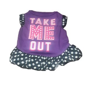 small dog purple and black polkadot dress